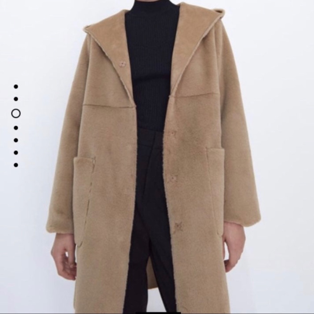 Zara faux suede brown coat reversible with hood